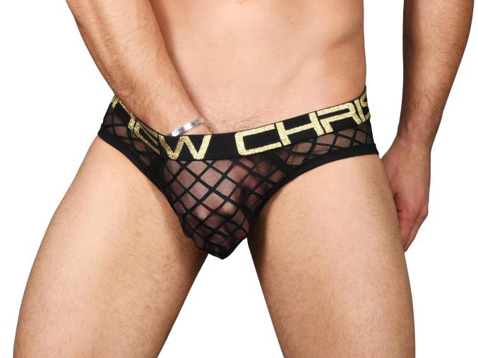 Slipy z průhledné síťoviny ANDREW CHRISTIAN Lattice Lace Black2